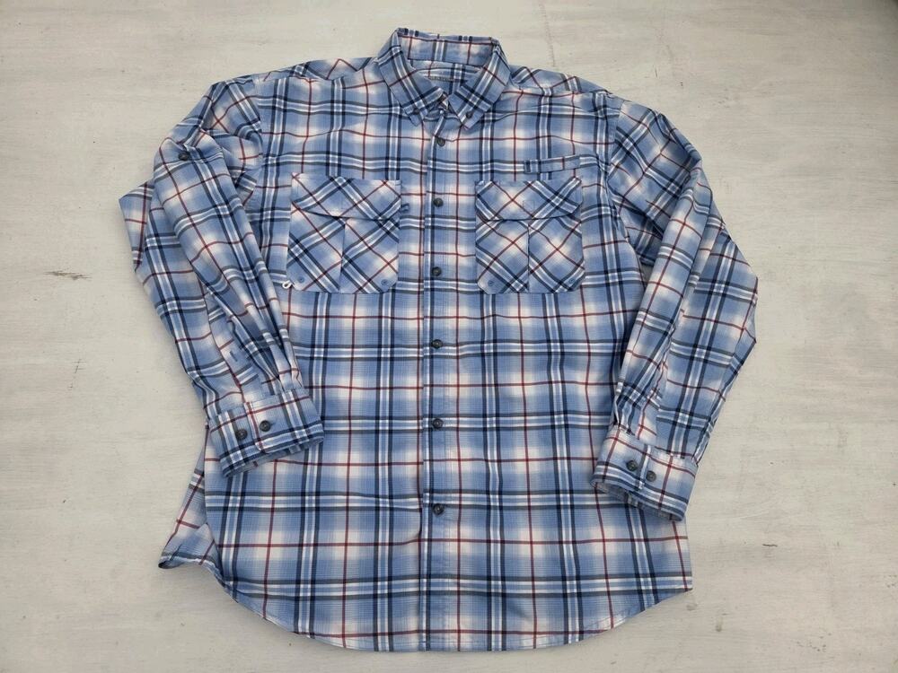 Lincoln Outfitters Breathable Shirt Mens M Blue Plaid Fishing Hiking Button Up